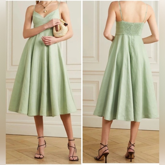 Zimmermann the Dancer Picnic Linen Dress in sage - Picture 1 of 7